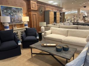 // TAKE HOME TODAY! // Modern Coastal Design is trending in 2022! This beautiful sofa, blue accent chairs, credenza, lamps, artwork, and other coordinating accessories are all available to take home TODAY! Shop our Love Your Home Sale and Buy One, Get One 30% OFF* 🤩 
*buy one regular priced and get one of equal or lesser value for 30% off. Cannot be combined with any other offers. https://www.furnitureofdalton.com/love-your-sale