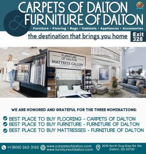 We are honored to have been nominated for best place to buy flooring, best place to buy furniture, and best place to buy mattresses! Click the link in our stories to vote, it would mean the most to us! Voting ends Thursday the 25th! #bestofthebest #furnitureofdalton #daltonga #carpetsofdalton #bestfurniture #bestflooring #mattresses
