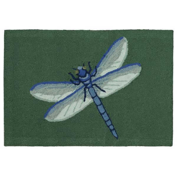 Liora Manne Frontporch Garden Dragonfly Green