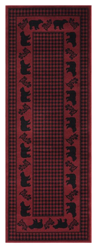 Highlands Bear March Red 2'7" x 7'2" Runner