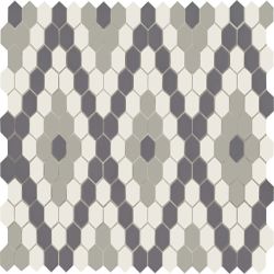 American Olean Unglazed Mosaics Ice White / Black / Lt Smoke