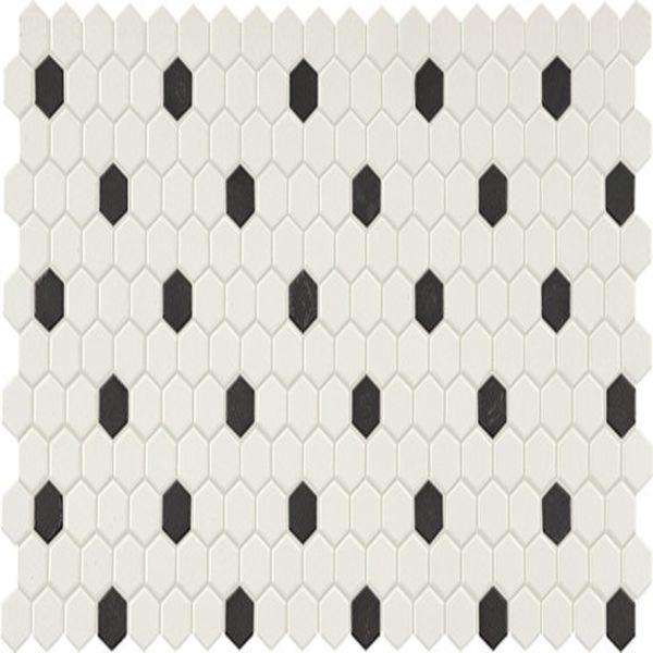 American Olean Unglazed Mosaics Ice White/Black
