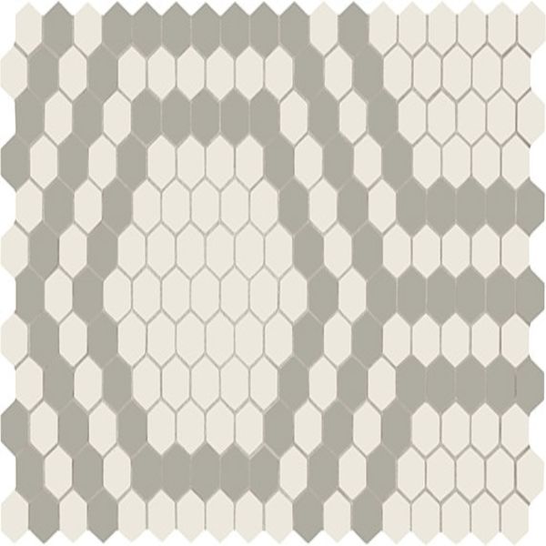 American Olean Unglazed Mosaics Ice White/Light Smoke Hex