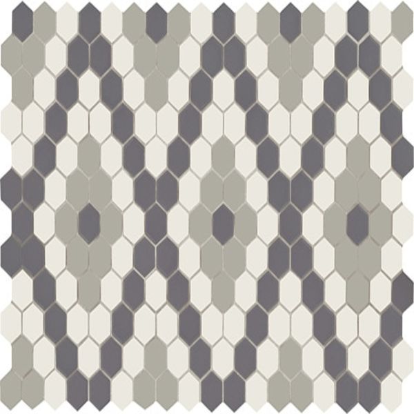 American Olean Unglazed Mosaics Ice White / Black / Lt Smoke