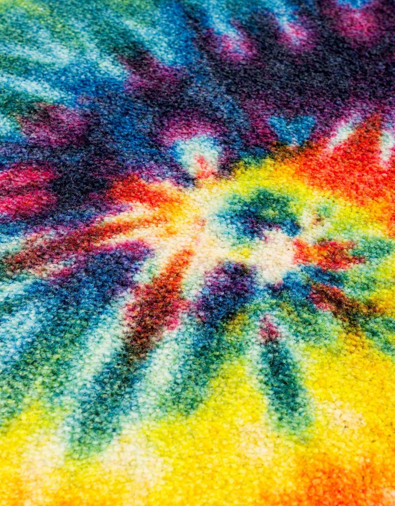  Rainbow Tie Dye Spiral Iridescent Dharma Dye Area Rugs