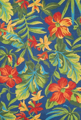 Couristan Covington Tropical Orchid Azure/Forest Green/Red