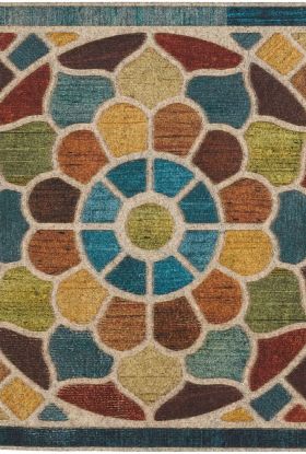 Mohawk Ornamental Entry Mat Woodblock Garden Chestnut 2'0" x 4'0"