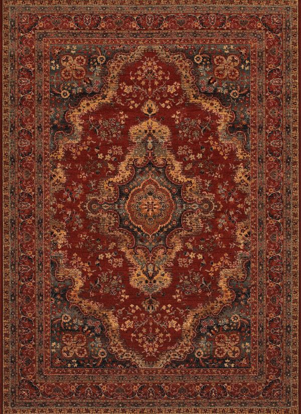 Couristan Old World Classic Kerman Medallion Burgundy Collection