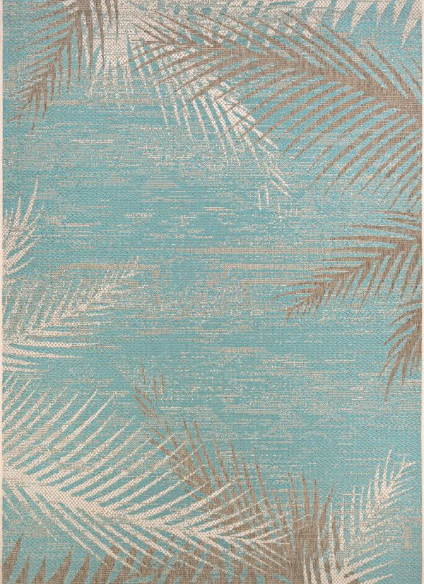 Couristan Monaco Tropical Palms Aqua Collection