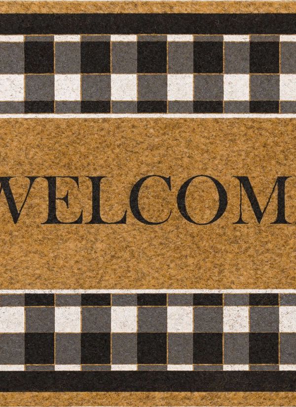 Mohawk Faux Coir Impressions Mat Fall Welcome Check Natural 1'6" x 2'6" Collection