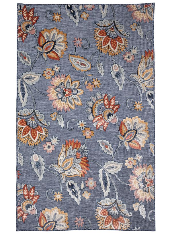 Liora Manne Canyon Ornamental Flower Navy Collection