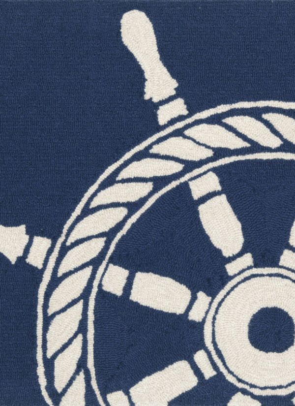 Liora Manne Frontporch Ship Wheel Navy Collection