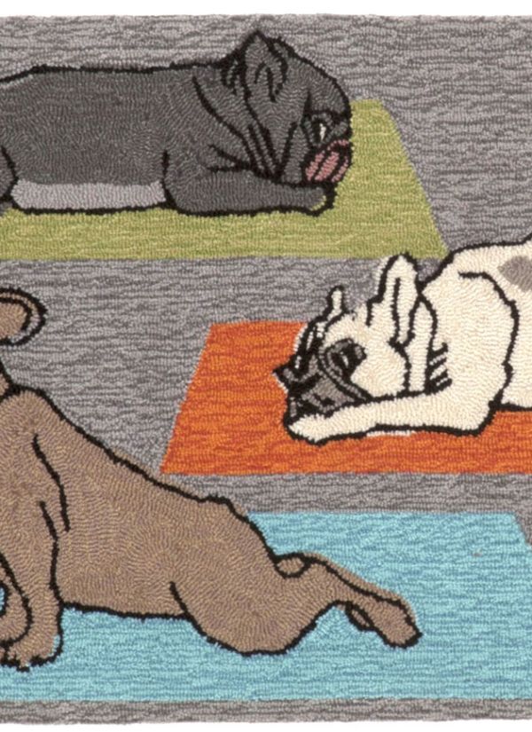 Liora Manne Frontporch Yoga Dogs Heather Collection