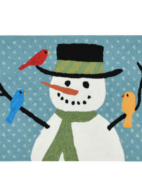 Liora Manne Frontporch Snowman And Friends Blue Collection