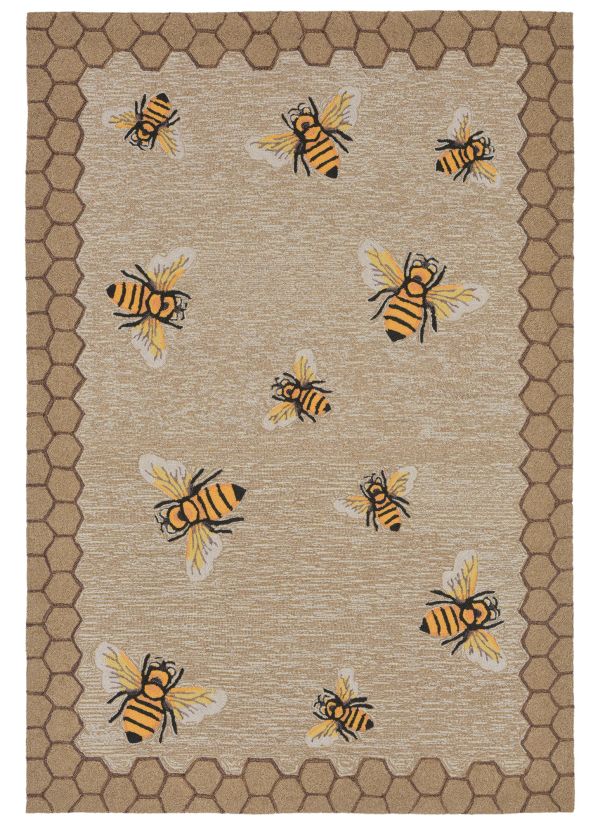 Liora Manne Frontporch Honeycomb Bee Natural Collection