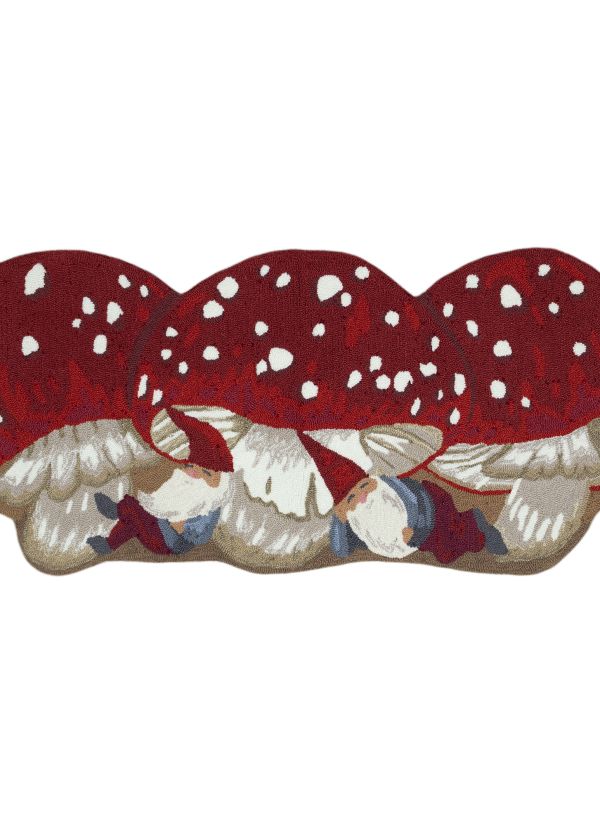 Liora Manne Frontporch Mushroom And Gnome Red 2'0" x 5'0" Collection