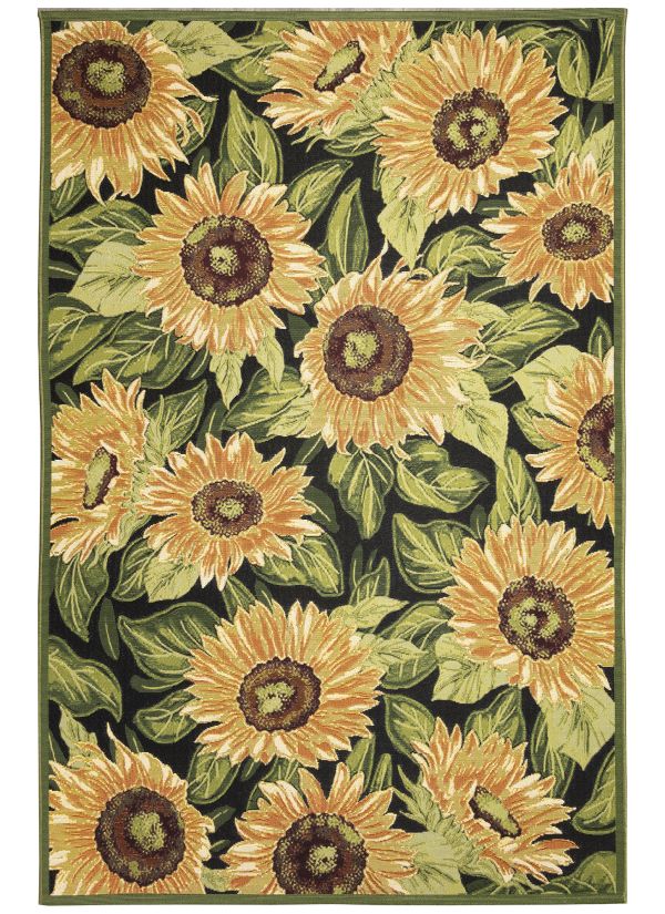 Liora Manne Esencia Sunflowers Black Collection