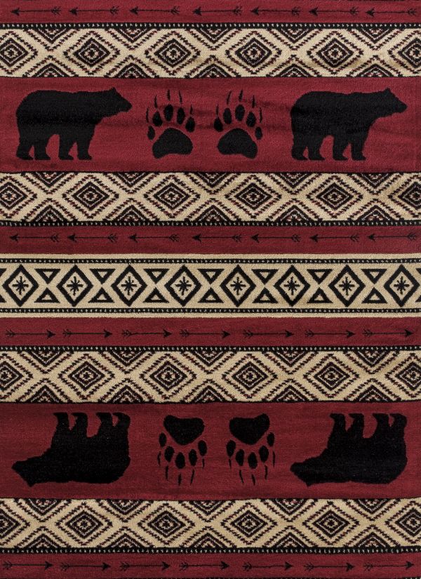 United Weavers Woodside Bear Imprint Red Collection