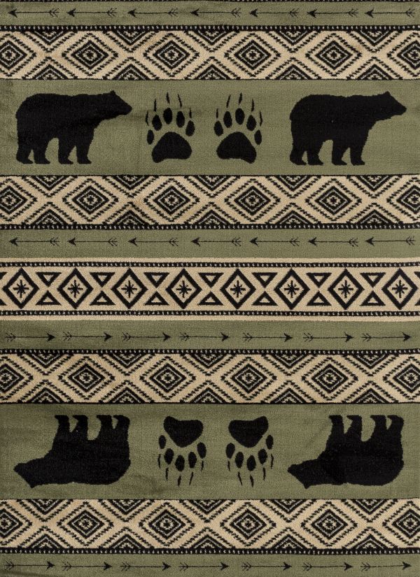 United Weavers Woodside Bear Imprint Green Collection