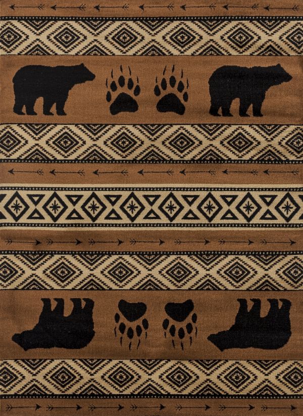 United Weavers Woodside Bear Imprint Brown Collection