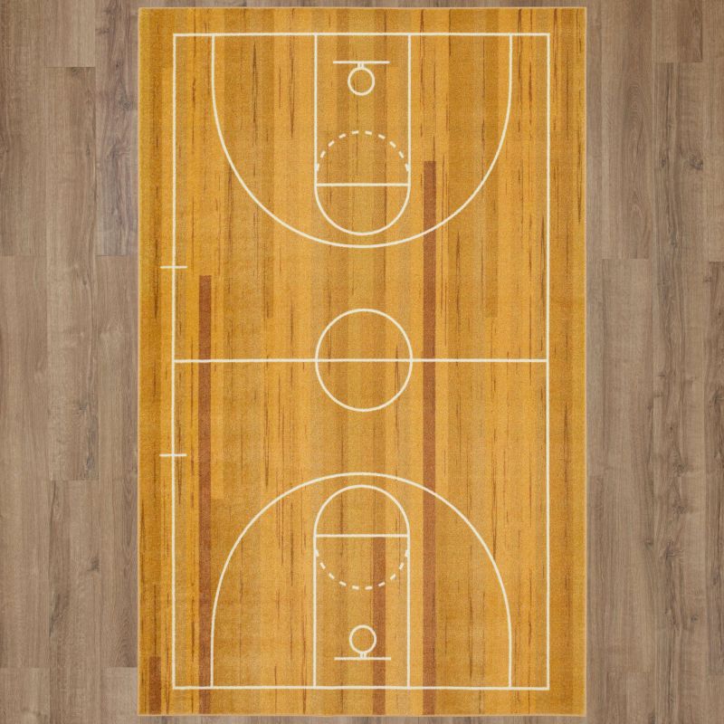 Crafts Fabric Fabric Basketball Court on Cotton Panel 24" x 44"