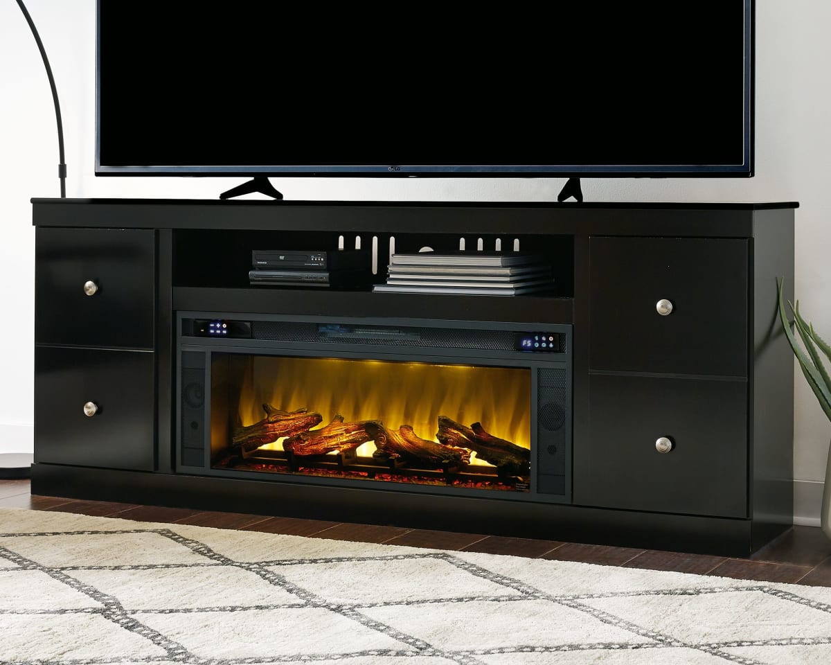 75 Tv Stand With Electric Fireplace, Tv Stand With Built In Speakers And Fireplace