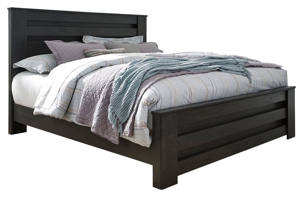 Brinxton Charcoal King Panel Bed, King Panel Bed Frame
