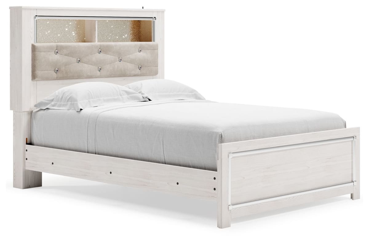 Altyra White Full Panel Bookcase Bed, Full Size Bookcase Bed Frame