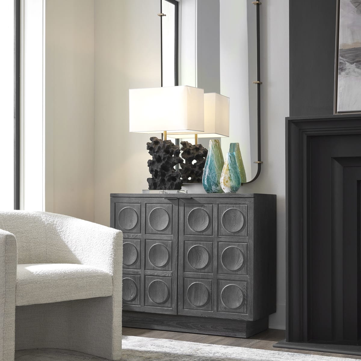 Black stone table lamp on sale