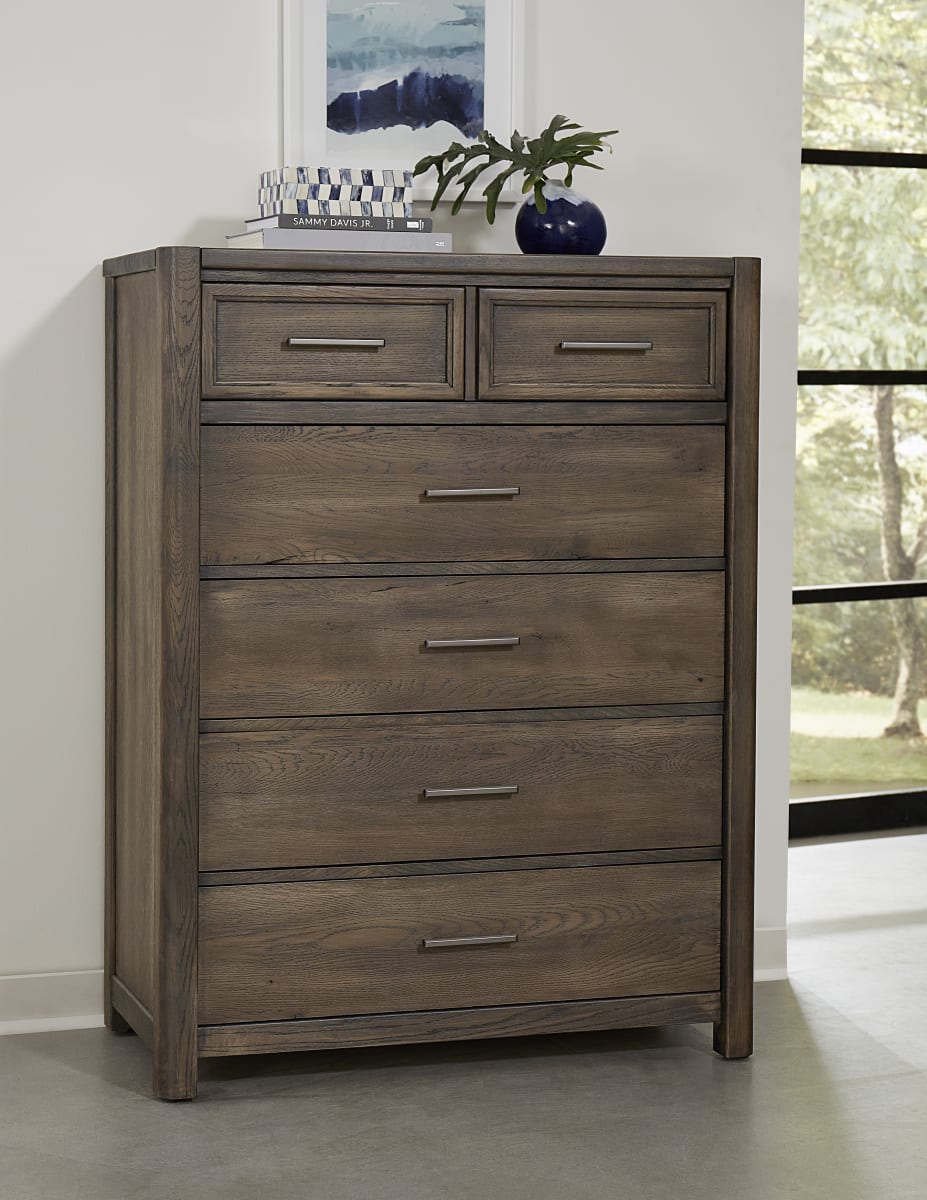 Crafted Oak - Chest 5 Drawers - Dark Brown 793-115