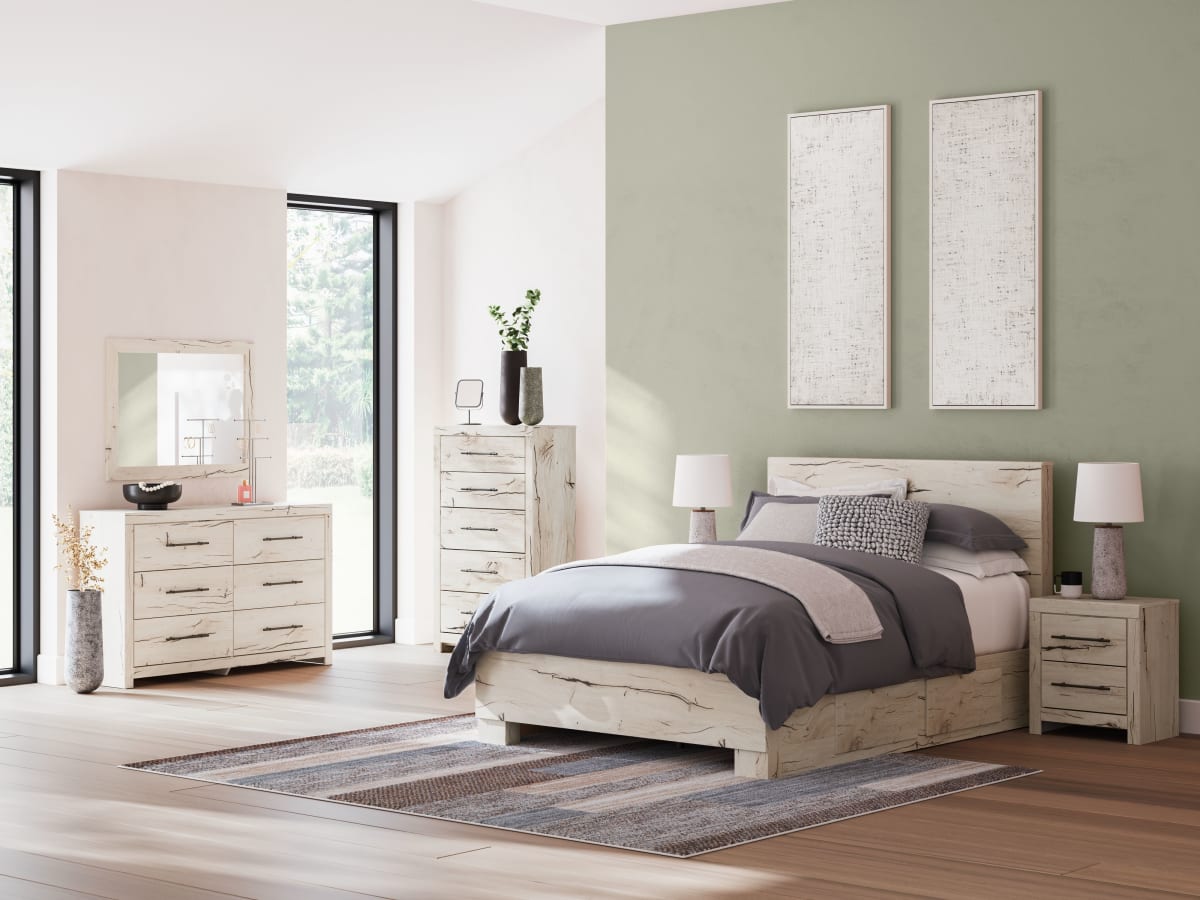 Lawroy 6 Piece King Storage Bedroom - Light Natural