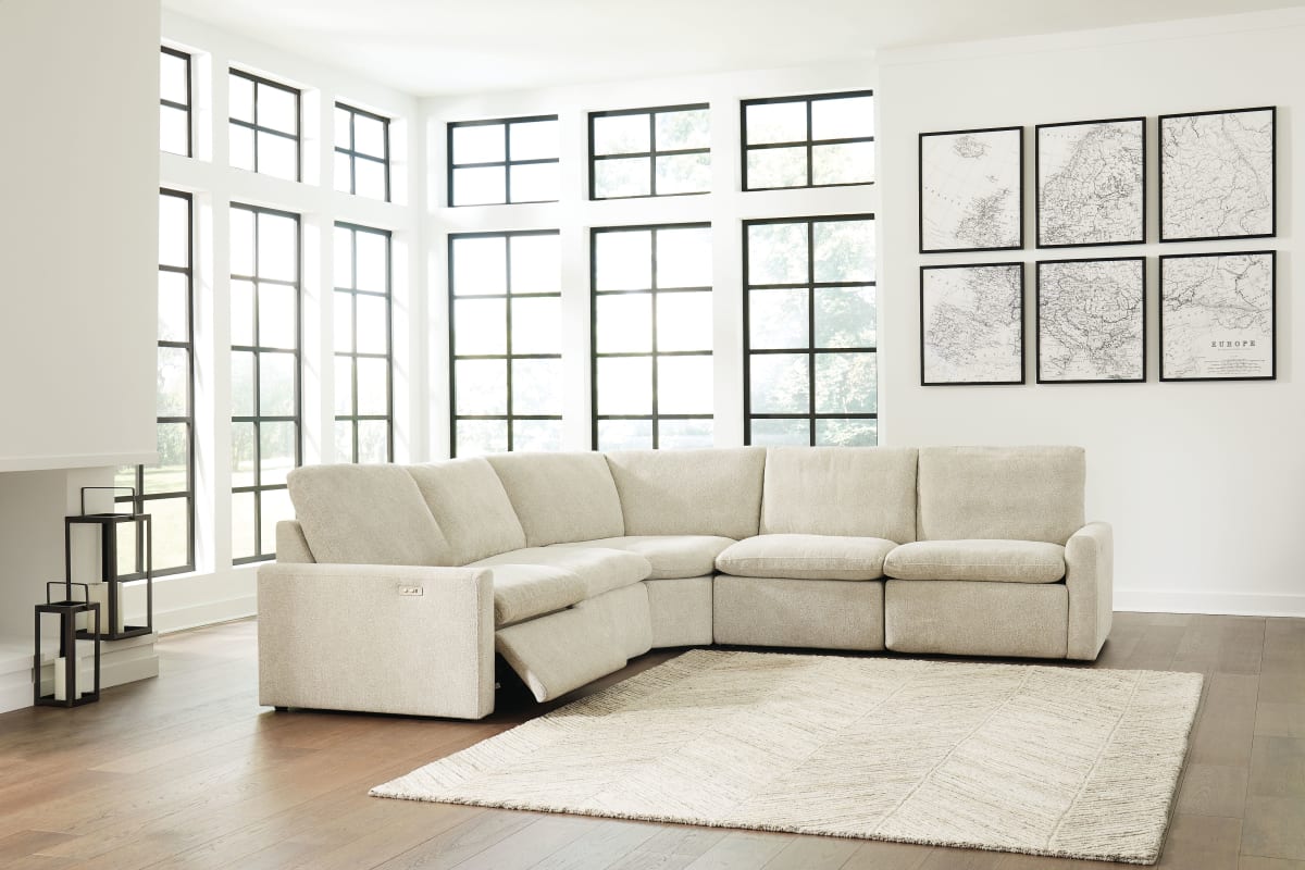 Hartsdale Linen Zero Wall Power Recliner 5 Pc Sectional 60509