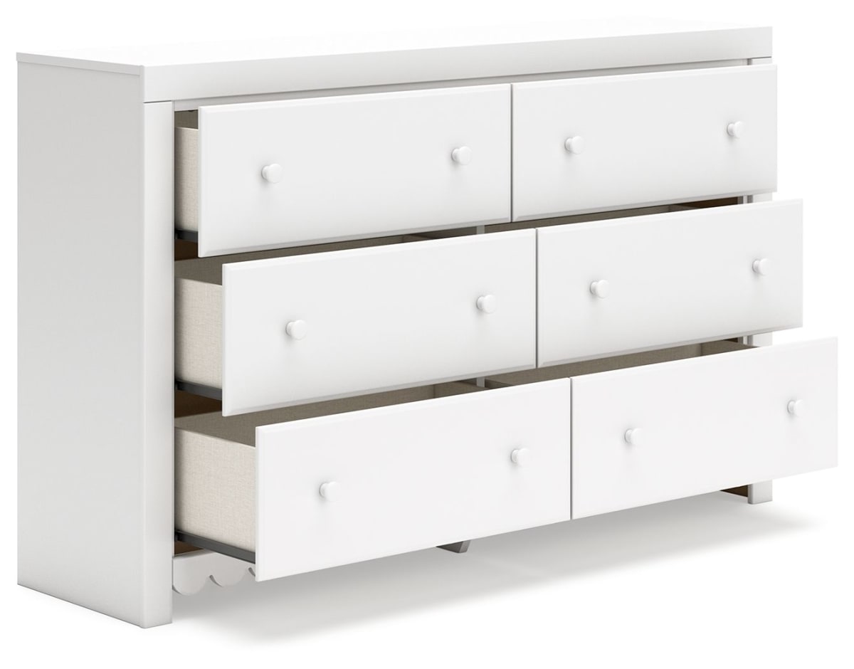 Mollviney 6 Piece Panel Bedroom - White Mollviney 6 Piece Panel Bedroom - White