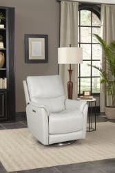 Salem - Swivel Recliner With Power Recline, Power Headrest, Power Lumbar, Layflat, 3" Footrest Extension - Ivory