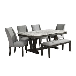 Everdeen - 6 Piece Dining Set Table, Four Chairs and Bench - Charcoal