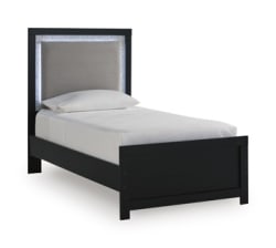 Maeling - Twin Upholstered Panel Headboard - Black / Gray