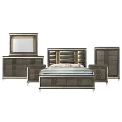 Twenty Nine - King Storage 6 Piece Bedroom Set - Dark Brown