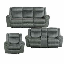 Sorrento - 3 Piece Living Room Set Sofa, Loveseat & Recliner - Charcoal