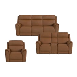 Mustang - 3 Piece Living Room Set (Sofa, Loveseat & Recliner) - Butternut