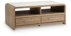 Dovander - Rectangular Cocktail Table - White / Natural