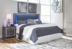 Lodanna - Gray - King Upholstered Panel Headboard with Bolt on Bed Frame