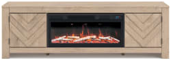 Cayboni - 71" TV Stand With Electric Fireplace - Tan