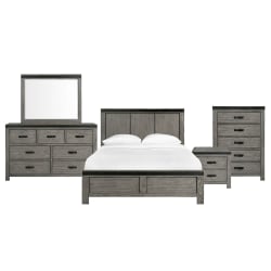 Wade - Queen Panel 5 Piece Bedroom Set - Black Finish