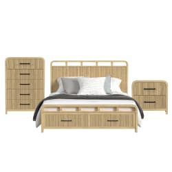 Ridgemont - King Storage 3 Piece Bedroom Set - Natural
