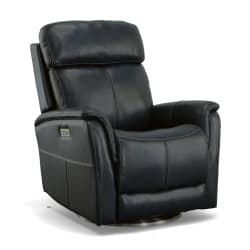 View - Power Swivel Recliner With Power Headrest - Ocean