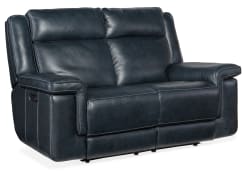 MS - Montel Lay Flat Power Loveseat With Power Headrest & Lumbar - Blue