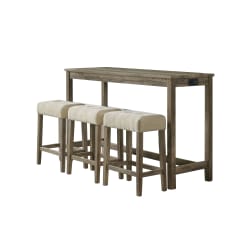 Oak Lawn - Bar Table Single Pack (Table & Three Stools) - Natural Finish