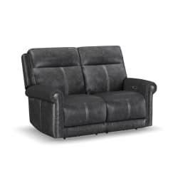 Alexander - Power Reclining Loveseat With Power Headrest & Lumbar - Weathered Stone Gray