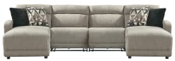Colleyville - Stone - 4-Piece Power Reclining Sectional With Chaise, 2 Armless PWR Recliner