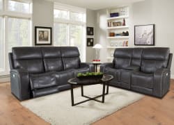 Glenwood - Power Console Loveseat Recliner With Power And Power Headrest And Lumbar (Layflat) - Steel